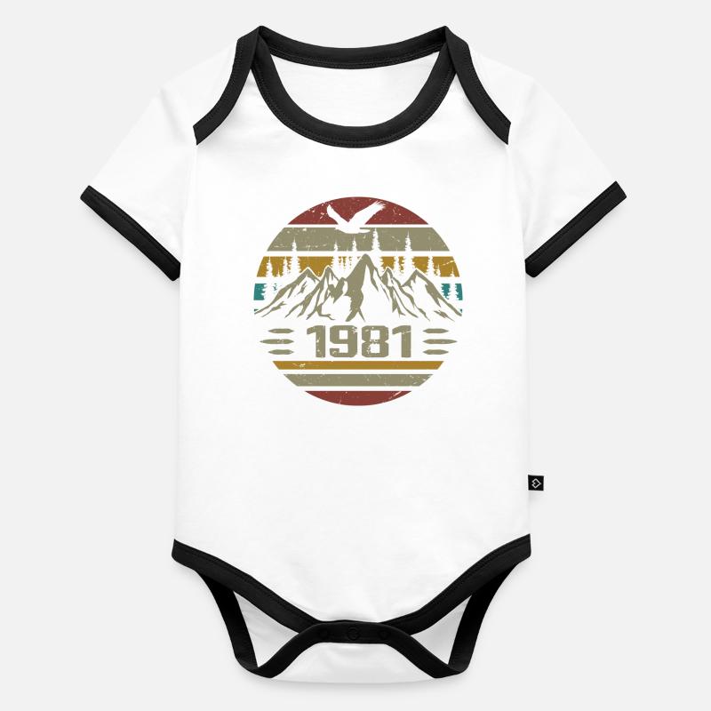 Né en 1981 Original Retro 1981 Cadeau Anniversaire Body Bébé bio contrasté manches courtes