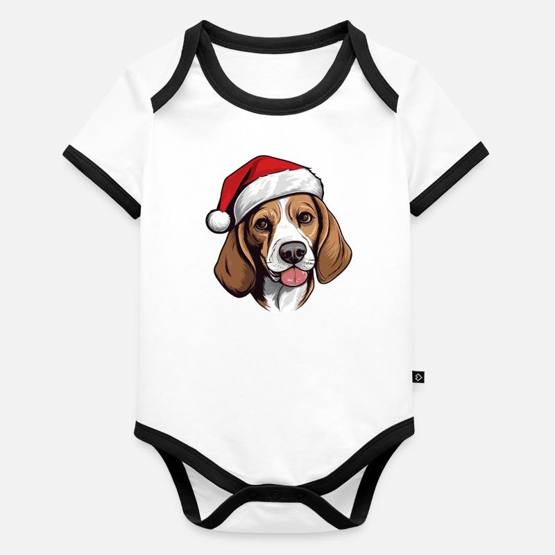 Beagle Noël Body Bébé bio contrasté manches courtes