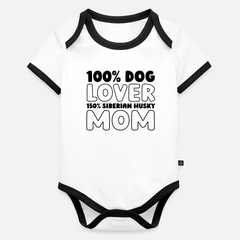 Husky sibérien Body Bébé bio contrasté manches courtes