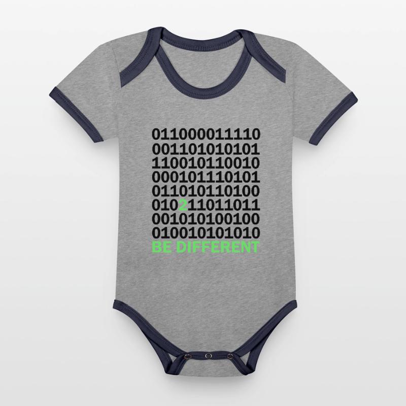 Be Different Binary Code Nerd Gift Organic Baby Contrasting Bodysuit