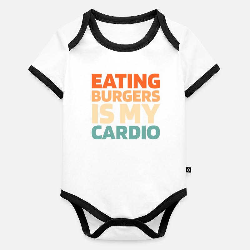 Burger Hamburger Funny Cardio Quote Baby Bio-Kurzarm-Kontrastbody