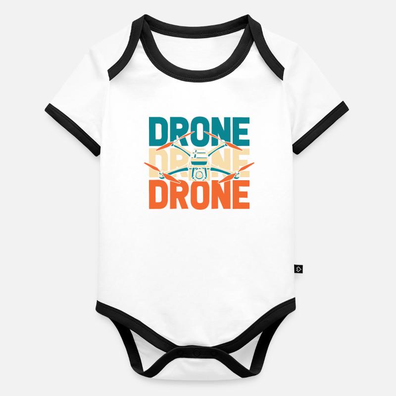 Drone quadricoptère Body Bébé bio contrasté manches courtes