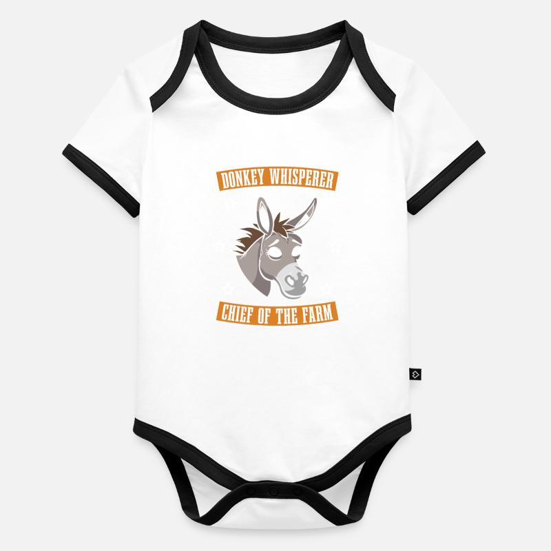 Âne patron de la ferme Body Bébé bio contrasté manches courtes