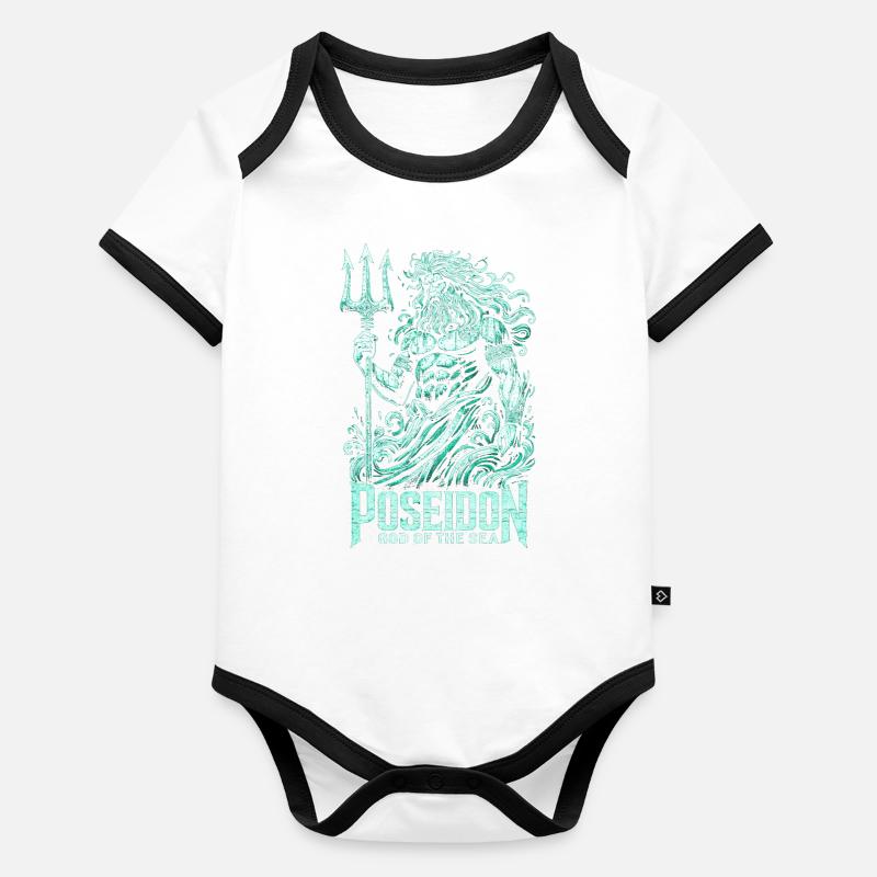Poséidon - Dieu des mers Body Bébé bio contrasté manches courtes