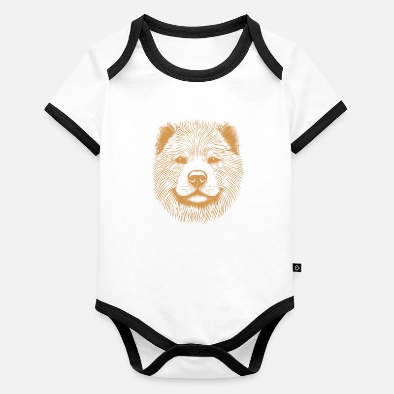 Empreinte digitale Chow Chow Body Bébé bio contrasté manches courtes