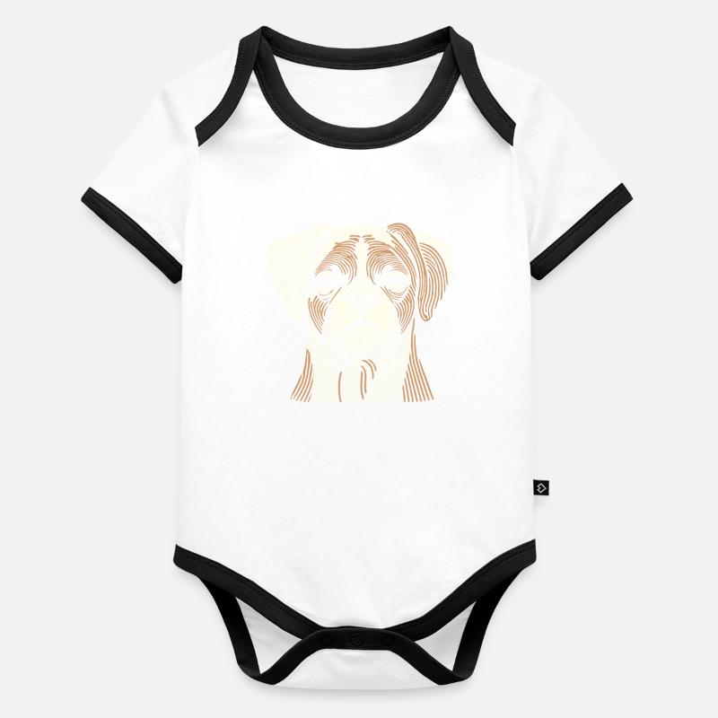 Boxer Hund Deutscher Boxer Fingerabdruck Baby Bio-Kurzarm-Kontrastbody