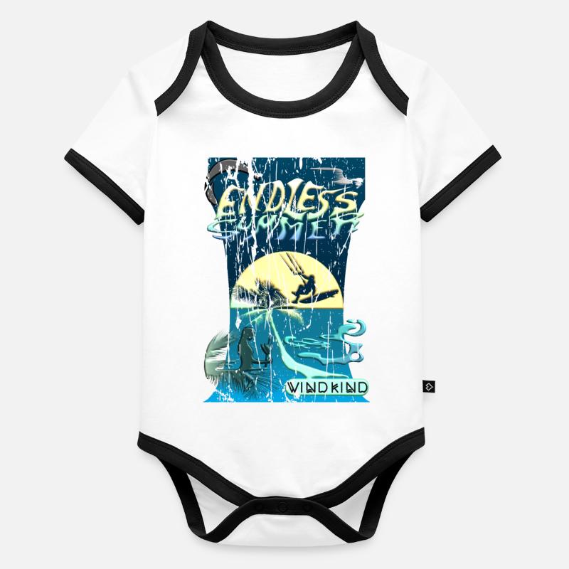 Kitesurf d’été sans fin Body Bébé bio contrasté manches courtes