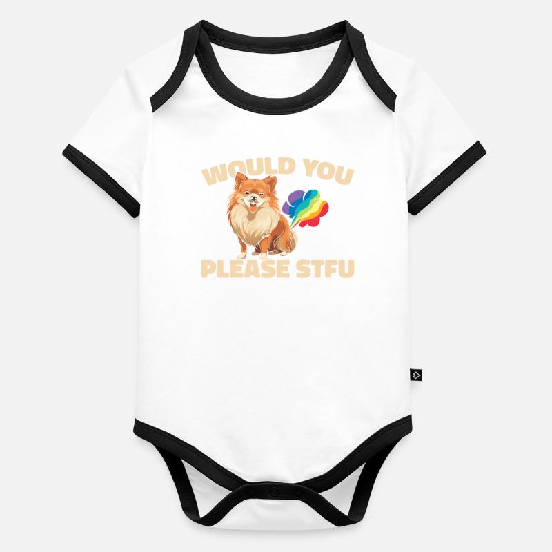 Pomeranian Stfu Would You Please Shut Up Organic Baby Contrasting Bodysuit