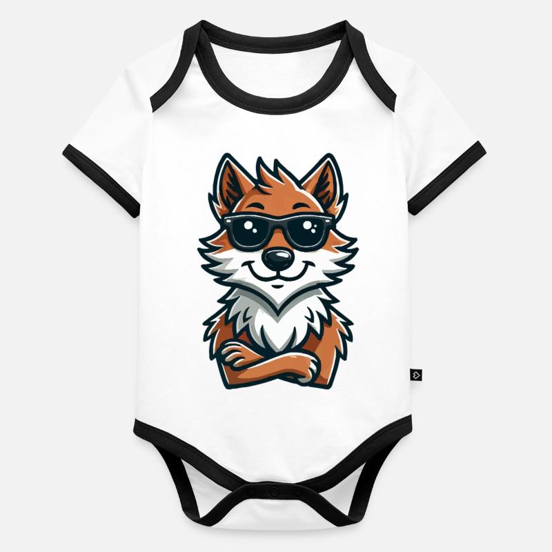 wolf sonnenbrille comic Baby Bio-Kurzarm-Kontrastbody