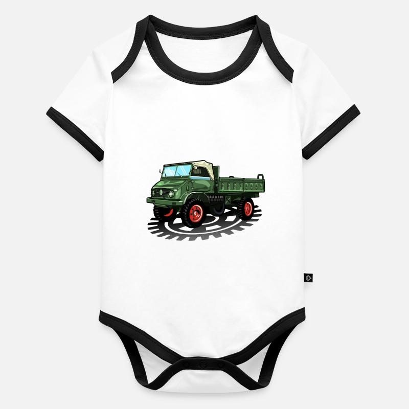 Unimog - Oldtimer - Offroad - Universal Motorgerät Baby Bio-Kurzarm-Kontrastbody