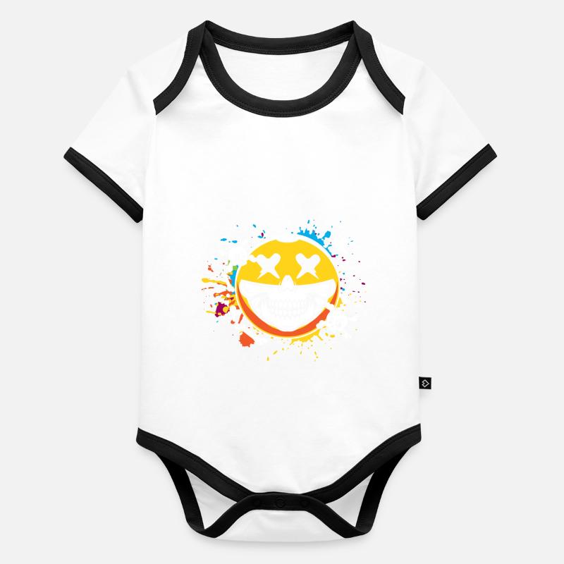 Crâne souriant Body Bébé bio contrasté manches courtes