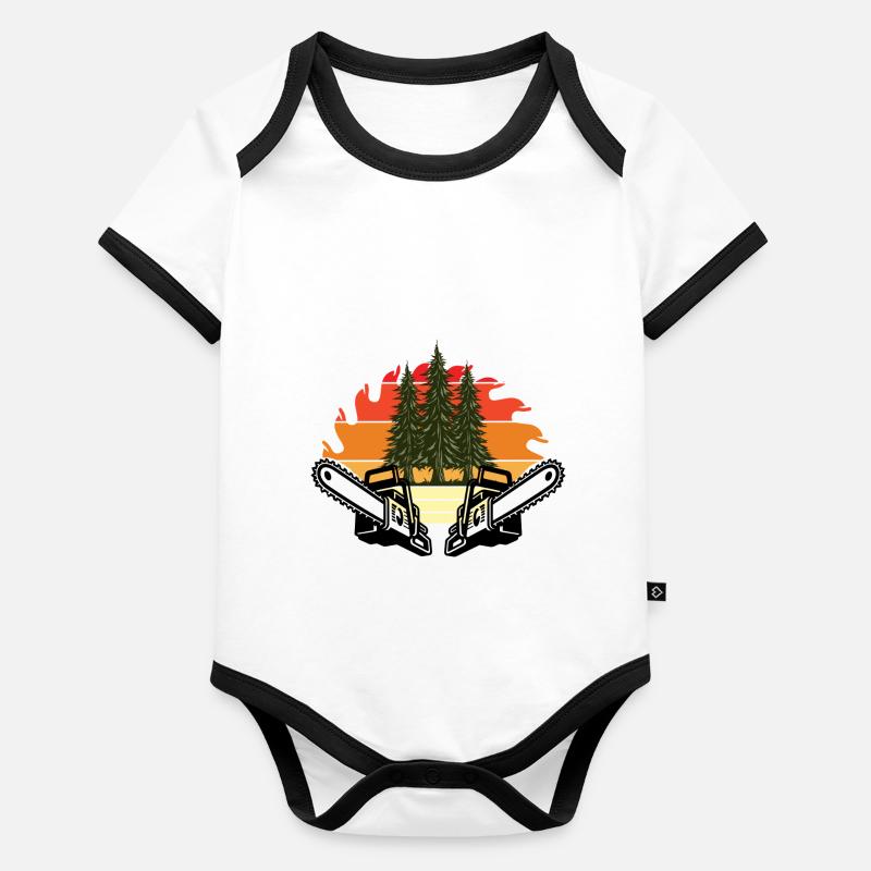 Chainsaw Axe Forester Lumberjack Saw Chain Organic Baby Contrasting Bodysuit
