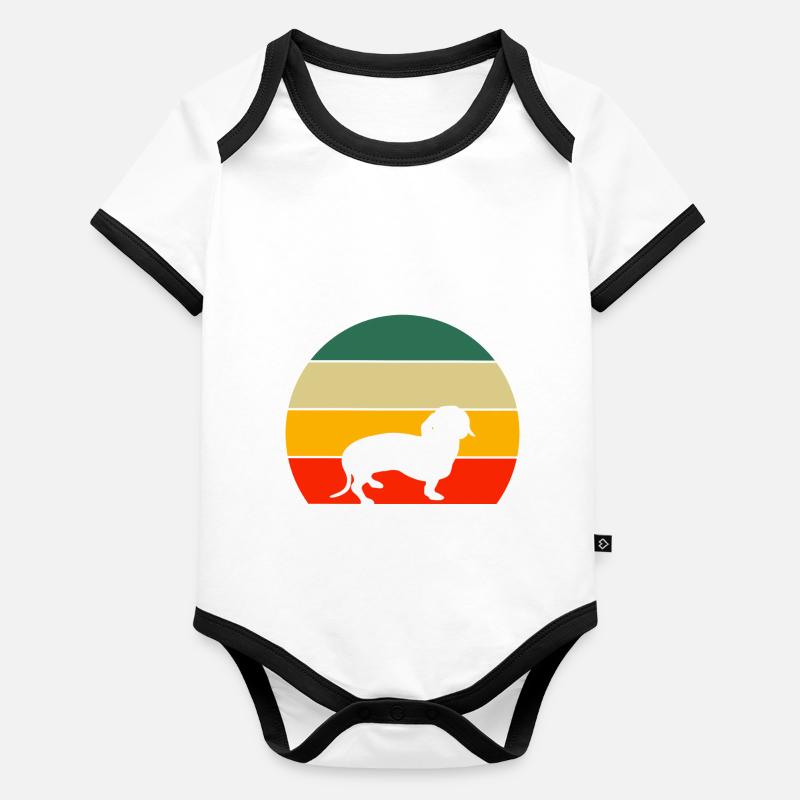 Hunde Geschenkidee Haustier Retro Dackel Baby Bio-Kurzarm-Kontrastbody