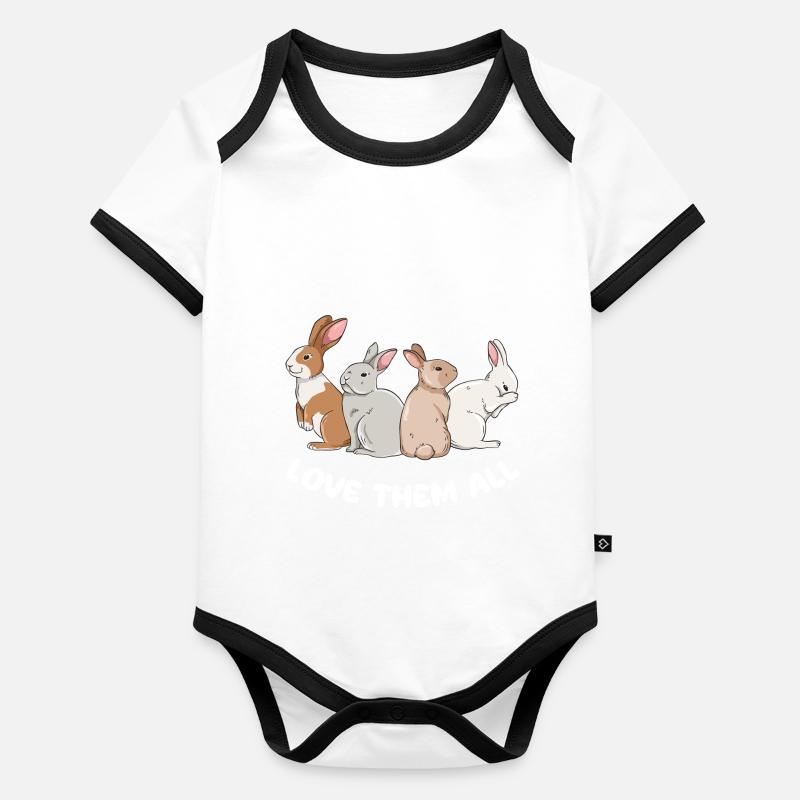 Conception de lapin mignon pour les propriétaires de lapins Body Bébé bio contrasté manches courtes