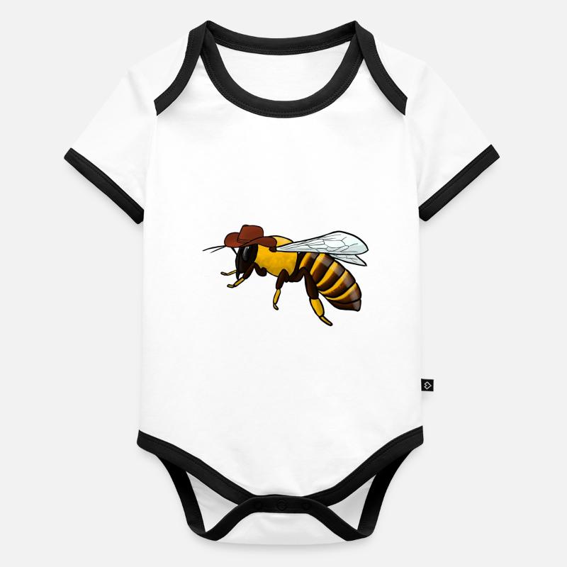 Abeille cowboy Body Bébé bio contrasté manches courtes
