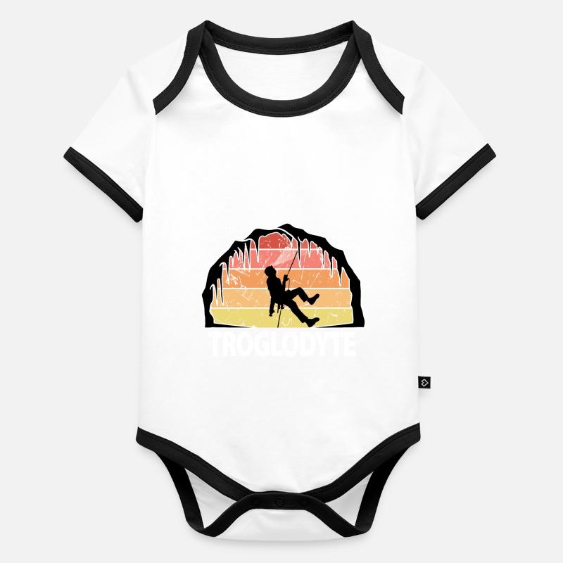 Troglodyte Funny Caving - Potholing Speleology Organic Baby Contrasting Bodysuit