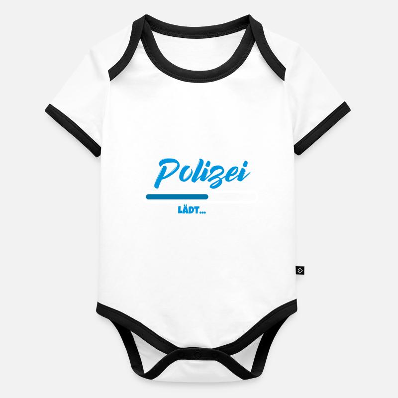 Polizei lädt Bitte warten Geschenk Baby Bio-Kurzarm-Kontrastbody