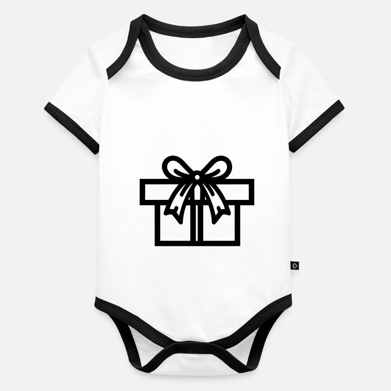 Petite boite cadeau Body Bébé bio contrasté manches courtes