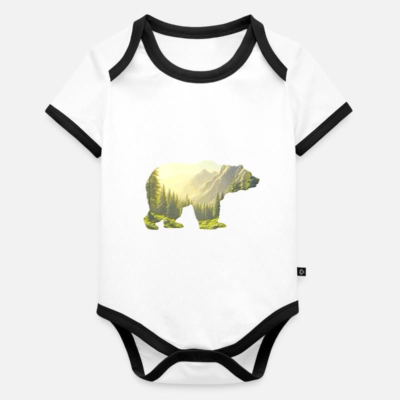 Ours 🐻 Body Bébé bio contrasté manches courtes