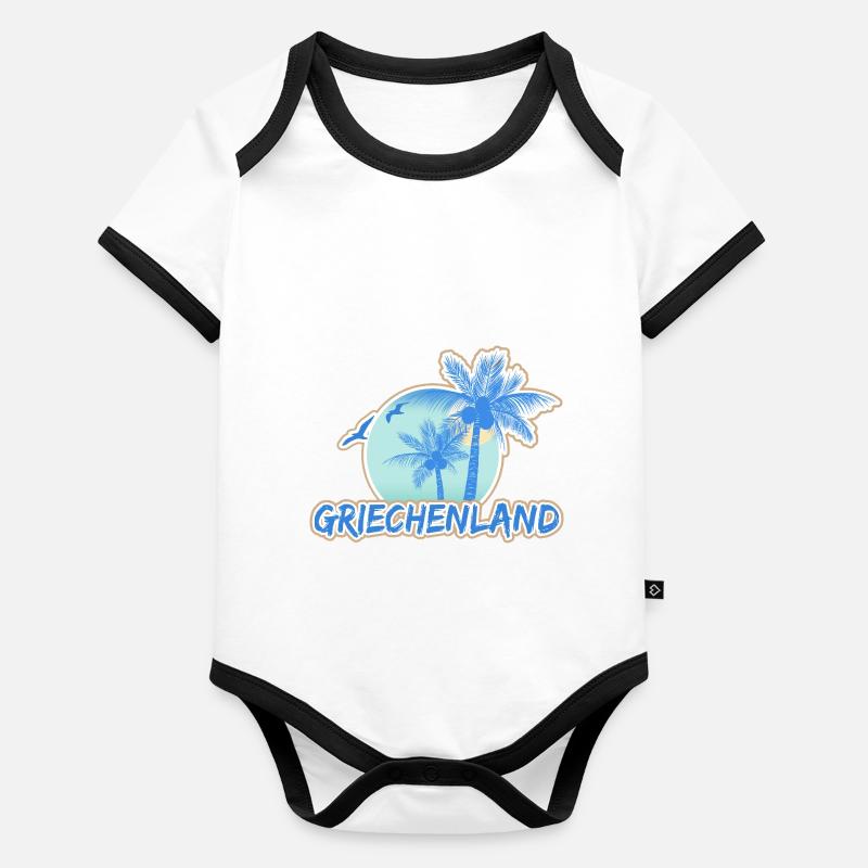 Vacances Grèce Body Bébé bio contrasté manches courtes