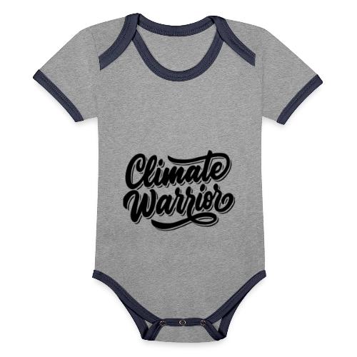 Climate warrior black - Baby contrasterend bio-rompertje met korte mouwen