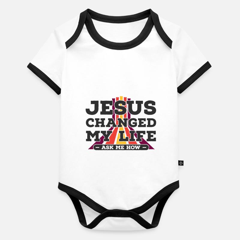 Jésus a changé ma vie, demandez-moi comment Vintage Body Bébé bio contrasté manches courtes