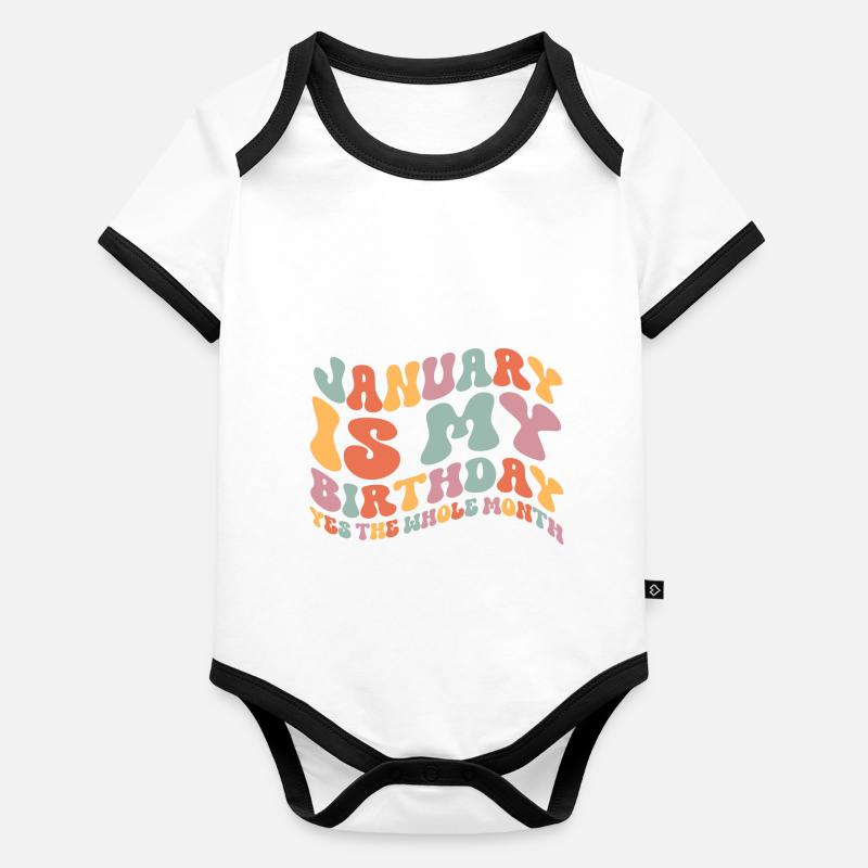 Anniversaire de janvier Body Bébé bio contrasté manches courtes