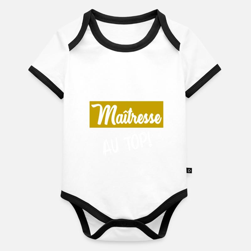 MAÎTRESSE. MERCI Body Bébé bio contrasté manches courtes