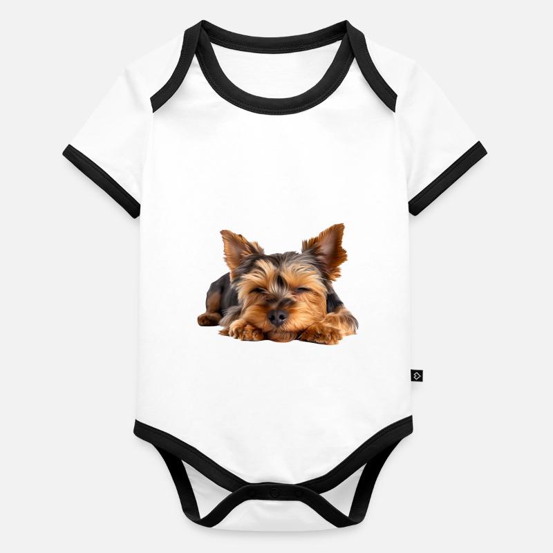 Yorkshire Terrier Body Bébé bio contrasté manches courtes
