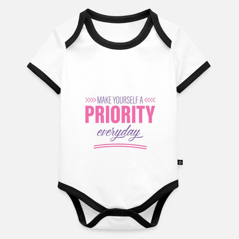 Make Yourself A Priority Everyday 2 Organic Baby Contrasting Bodysuit