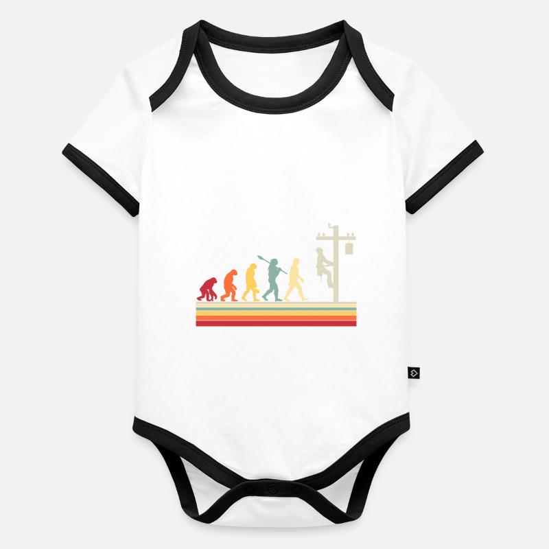Électricien Human Evolution Vintage Lineman Body Bébé bio contrasté manches courtes