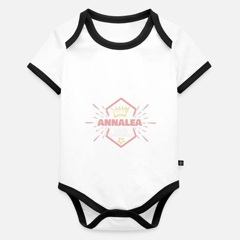 Prénom Annalea Body Bébé bio contrasté manches courtes