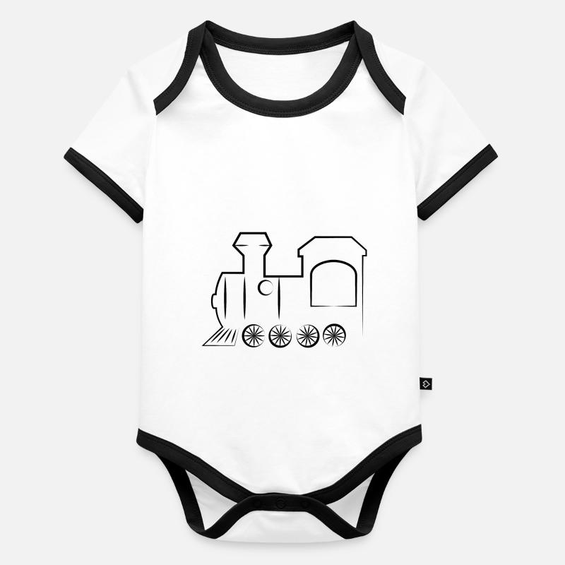 Train Railway Railway Trains Train Driver Organic Baby Contrasting Bodysuit