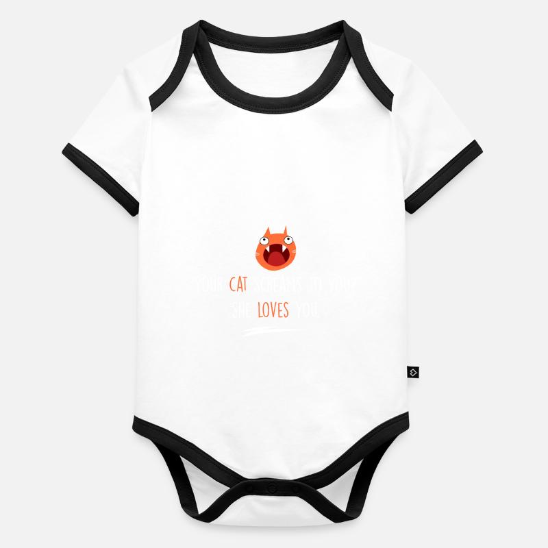Katze liebt dich Baby Bio-Kurzarm-Kontrastbody