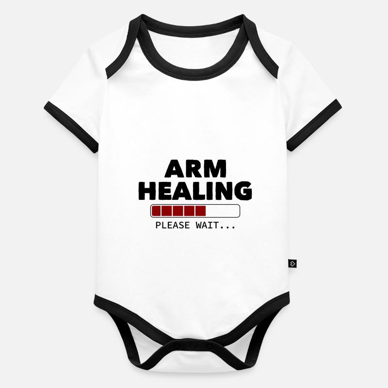 Arm Healing Please Wait Baby Bio-Kurzarm-Kontrastbody