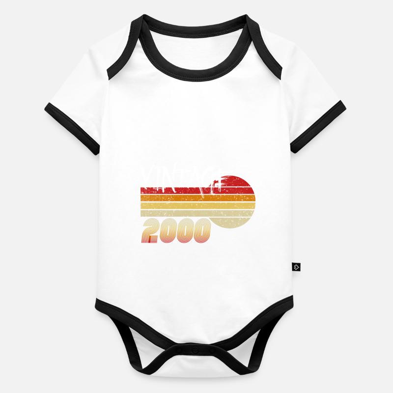 Millésime 2000 - Né en 2000 - Année des Héros ! Body Bébé bio contrasté manches courtes