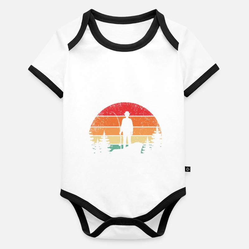 Retro Angler Baby Bio-Kurzarm-Kontrastbody