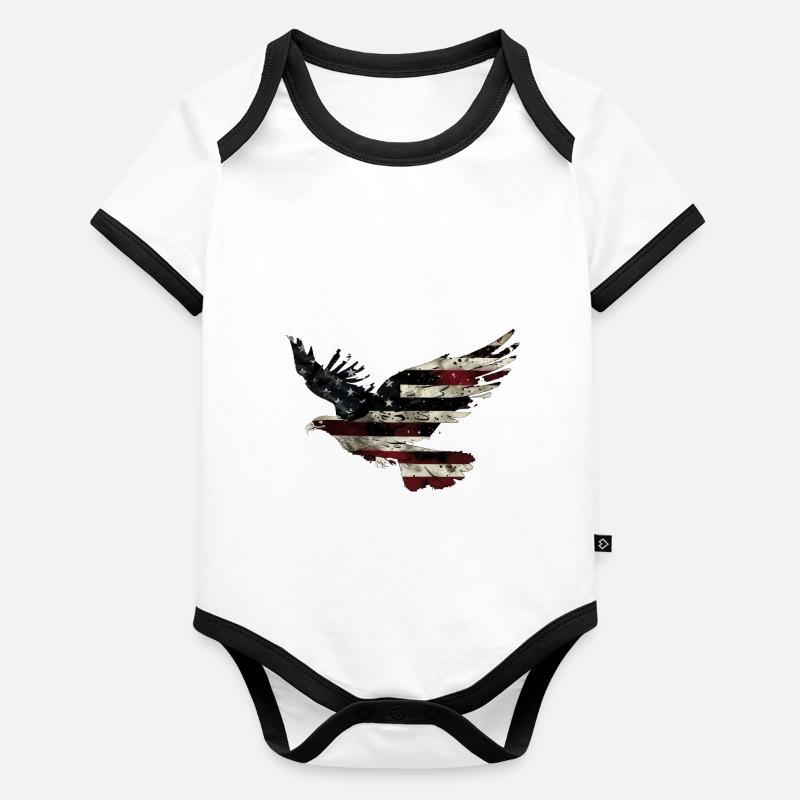American Flag Eagle Silhouette American Heritage 4 Baby Bio-Kurzarm-Kontrastbody