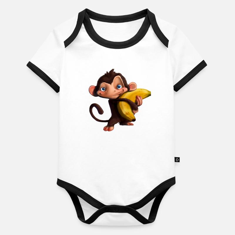 A monkey with his banana Organic Baby Contrasting Bodysuit