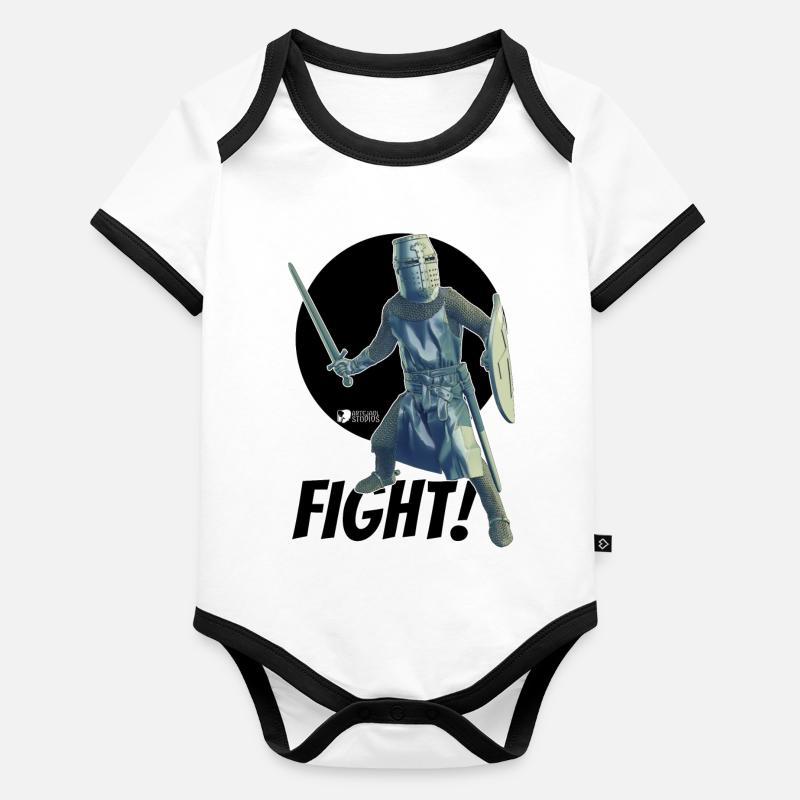 Chevalier templier 001 Body Bébé bio contrasté manches courtes