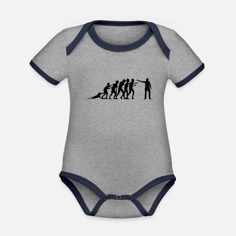 Zombie Evolution - Zombies - Body Bébé bio contrasté manches courtes - gris chiné/bleu marine