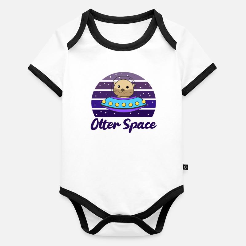 L’espace de loutre une loutre douce dans l’espace dans l’OVNI Body Bébé bio contrasté manches courtes