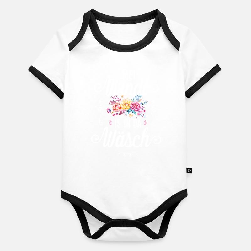 Mei Dirndl is in da Wäsch Trachtenshirt Sprüche Baby Bio-Kurzarm-Kontrastbody