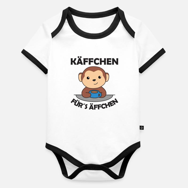Käffchen fürs Äffchen ein lustiger Affe mit Kaffee Baby Bio-Kurzarm-Kontrastbody
