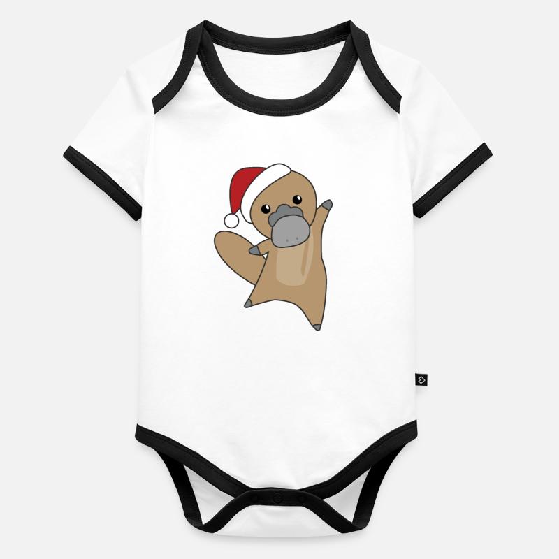 Ornithorynque Ornithorynque de Noël animaux mignons Body Bébé bio contrasté manches courtes