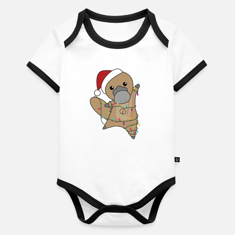 Ornithorynque Ornithorynque de Noël animaux mignons Body Bébé bio contrasté manches courtes