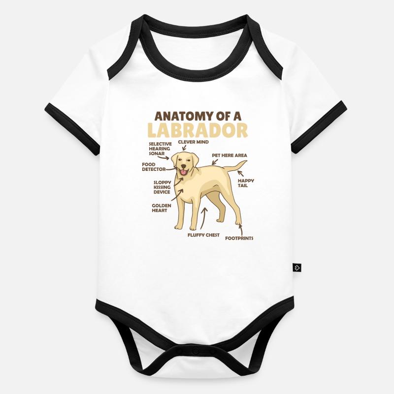 Anatomie eines Labradors Retriever süße Hunde Baby Bio-Kurzarm-Kontrastbody
