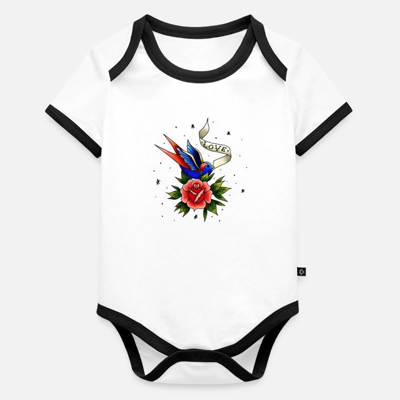 Schluck Rose Tattoo Baby Bio-Kurzarm-Kontrastbody