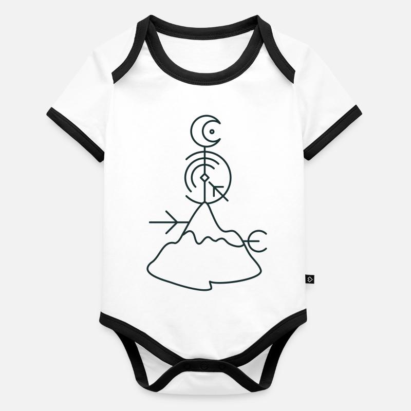 Directions de la lune au sommet de la montagne BOHO Body Bébé bio contrasté manches courtes