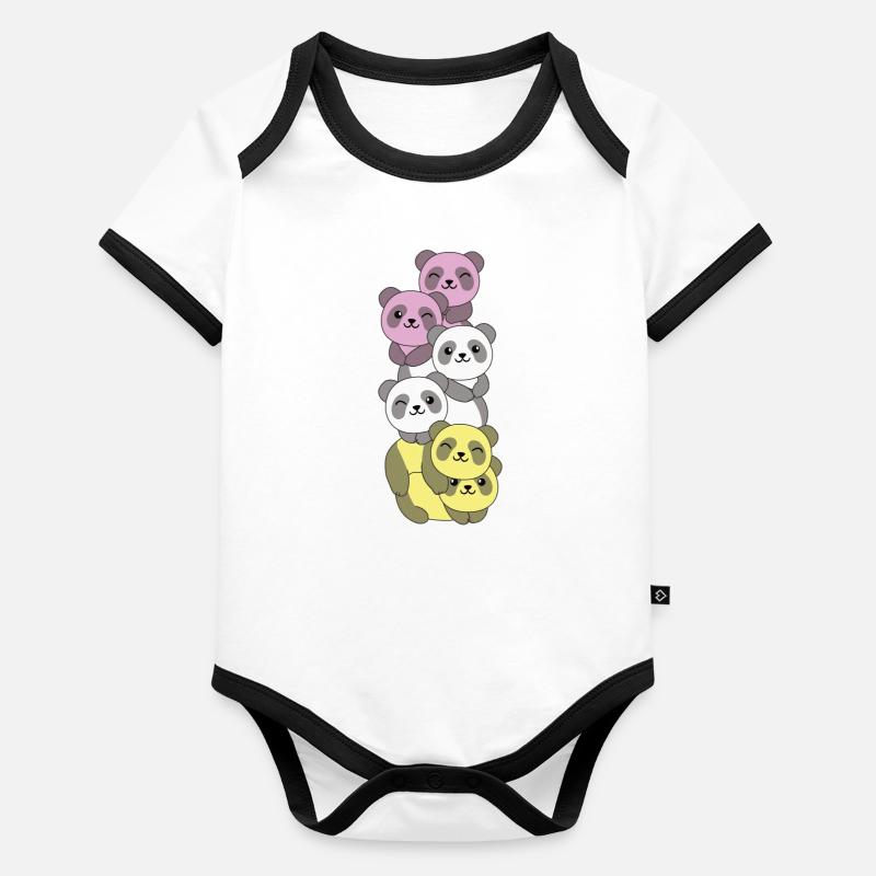 twink Flag Pride LGBTQ mignon groupe de panda Body Bébé bio contrasté manches courtes